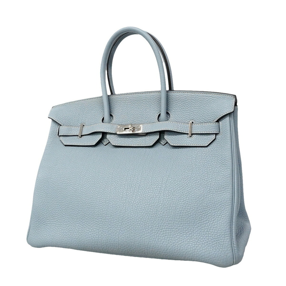 Hermes Birkin 35 Togo Leather Handbag, Blue Lin, EEP Stamp, Ladies' OP021610
